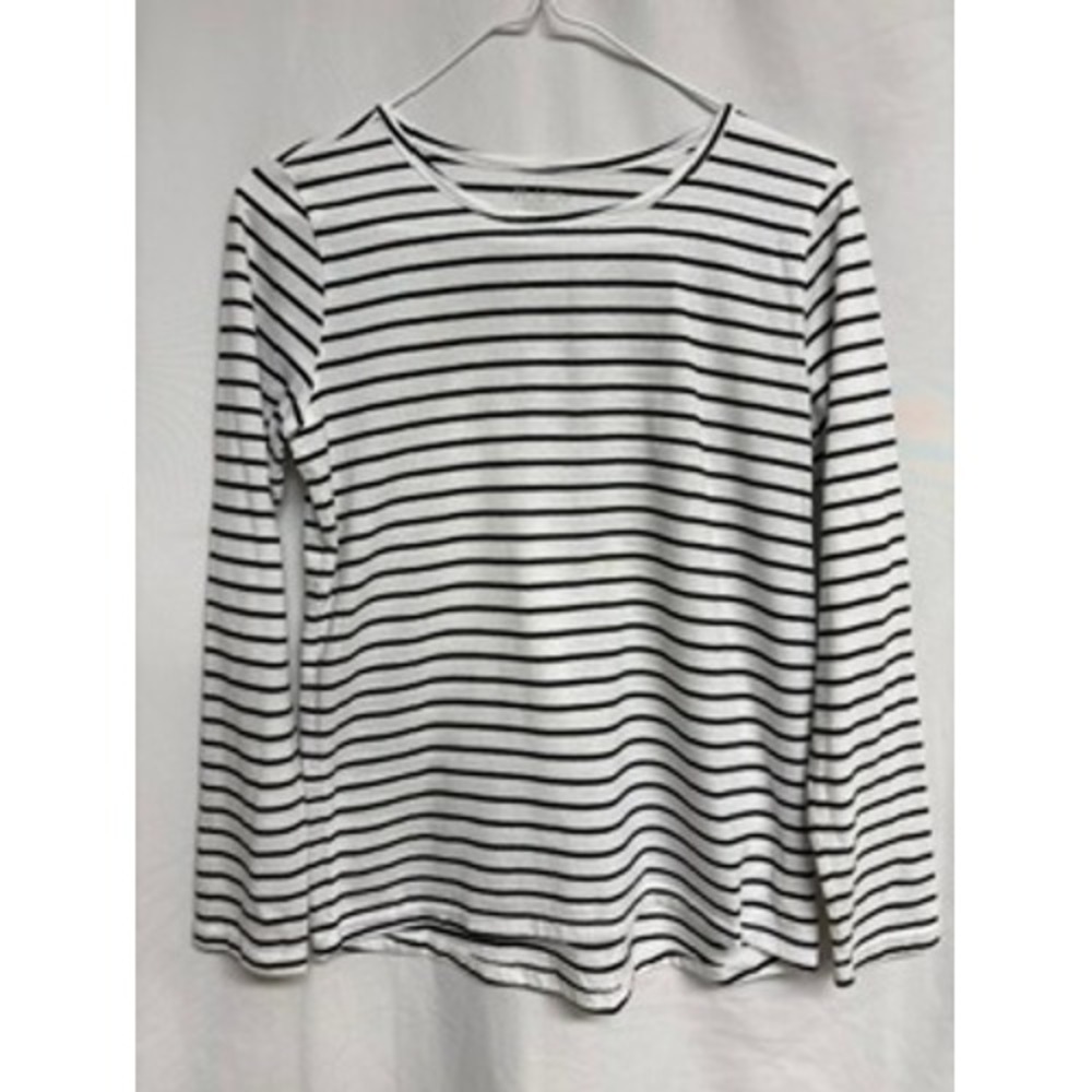 The Childrens Place Girls XXL 16 Long Sleeve Striped Shirt Black White Tee